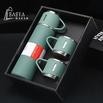 SASTA BAZAR 3 IN 1 Thermal Flask Cup Set -GREEN
