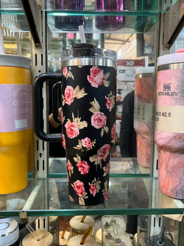 SASTA BAZAR FLORAL BLACK TUMBLER