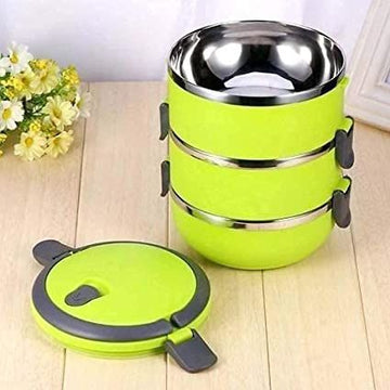 lunch box 3pcs Professional Lunch Box stainless steel plastic body hot and cold Large size Article No 3653       S480