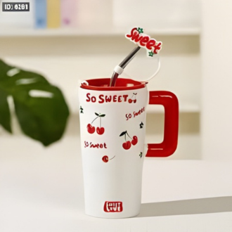 SASTA BAZAR Cartoon Cute Large Capacity Straw Cup - 700ml Portable Water Bottle with Handle & Lid - Aesthetic Sipper Mug for Kids & Girls - Leak-Proof Coffee & Juice Tumbler