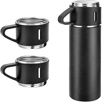 SASTA BAZAR 3 IN 1 Thermal Flask Cup Set -BLACK